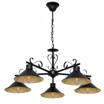 Distribuidor - Lâmpadas Diversas | Lâmpadas Rústicas | LAMPARA AZALEA 5XE27 NEGRO/ORO REGX74X74 CM Ref: 151055016